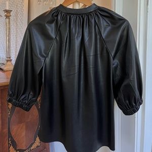 Black leather look blouse